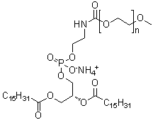 CAS # 474922-84-4, alpha-[(9R)-6-Hydroxy-6-oxido-1,12-dioxo-9-[(1-oxohexadecyl)oxy]-5,7,11-trioxa-2-aza-6-phosphaheptacos-1-yl]-omega-methoxypoly(oxy-1,2-ethanediyl) ammonium salt, DipalmitoylphosphatidylethanolamineN-[methoxy(polyethylene glycol)-2000]
