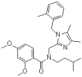 CAS 登录号：475466-57-0, N-(3-甲基丁基)-2,4-二甲氧基-N-[[1-(2-甲基苯基甲基)-4,5-二甲基-1H-咪唑-2-基]甲基]苯甲酰胺