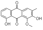 structure of CAS# 477-85-0, 2,8-Dihydroxy-1-methoxy-3-methyl-anthraquinone