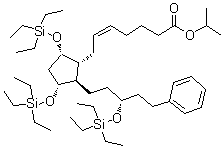 CAS # 477884-78-9, Latanoprost tris(triethylsilyl) ether, (5Z)-7-[(1R,2R,3R,5S)-2-[(3R)-5-Phenyl-3-[(triethylsilyl)oxy]pentyl]-3,5-bis[(triethylsilyl)oxy]cyclopentyl]-5-heptenoic acid 1-methylethyl ester