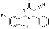 structure of CAS# 491871-58-0, 3-Cyano-4-phenyl-6-(3-bromo-6-hydroxyphenyl)-2(1H)-pyridone