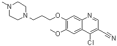 structure of CAS# 492444-39-0, 4-Chloro-3-cyano-6-methoxy-7-[3-(4-methylpiperazin-1-yl)propoxy]quinoline