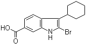 structure of CAS# 494799-76-7, 3-Cyclohexyl-2-Bromo-1H-indole-6-carboxylic acid