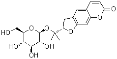 CAS # 495-30-7, (-)-Marmesinin, (2S)-2-[1-(beta-D-Glucopyranosyloxy)-1-methylethyl]-2,3-dihydro-7H-furo[3,2-g][1]benzopyran-7-one, Ammijin