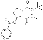 (2S,3R)-N-tert-Butoxycarbonyl-3-benzoyloxy-2-pyrrolidinecarboxylic acid methyl ester molecular structure (CAS 496841-07-7)