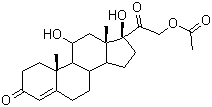 CAS # 50-03-3, Hydrocortisone acetate, Cortisol acetate, Hydrocortisone-21-acetate, Cortisol 21-acetate, 21-Acetoxy-4-pregnene-11b,17a-diol-3,20-dione