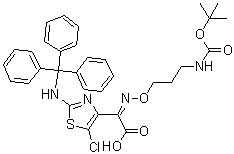 CAS # 511523-12-9, (alphaZ)-5-Chloro-alpha-[[3-[[(1,1-dimethylethoxy)carbonyl]amino]propoxy]imino]-2-[(triphenylmethyl)amino]-4-thiazoleacetic acid