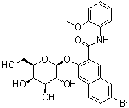 structure of CAS# 51349-63-4, 7-溴-3-(beta-D-吡喃半乳糖基氧基)-N-(2-甲氧基苯基)-2-萘甲酰胺