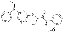 2-[(5-Ethyl-5H-1,2,4-triazino[5,6-b]indol-3-yl)thio]-N-(2-methoxyphenyl)butanamide molecular structure (CAS 522650-83-5)