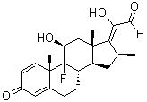 (11beta,16beta,17Z)-9-氟-11,20-二羟基-16-甲基-3-氧代孕甾烷-1,4,17(20)-三烯-21-醛分子结构 (CAS 52647-06-0)