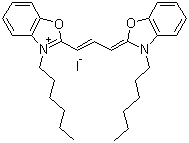 structure of CAS# 53213-82-4, 3,3'-Dihexyloxacarbocyanine iodide