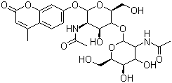 4-甲基伞形酮基  beta-D-N,N'-二乙酰基壳二糖糖苷分子结构 (CAS 53643-12-2)