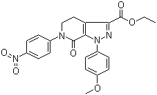 4,5,6,7-Tetrahydro-1-(4-methoxyphenyl)-6-(4-nitrophenyl)-7-oxo-1H-pyrazolo[3,4-c]pyridine-3-carboxylic acid  ethyl ester molecular structure (CAS 536759-91-8)