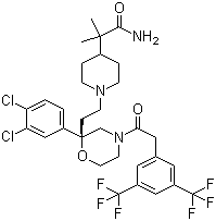 CAS 登录号：537034-22-3, 1-[2-[(2R)-4-[2-[3,5-双(三氟甲基)苯基]乙酰基]-2-(3,4-二氯苯基)-2-吗啉基]乙基]-alpha,alpha-二甲基-4-哌啶乙酰胺