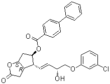 [3aR-[3aalpha,4alpha(1E,3R<sup>*</sup>),5beta,6aalpha]]-[1,1'-Biphenyl]-4-carboxylic acid 4-[4-(3-chlorophenoxy)-3-hydroxy-1-butenyl]hexahydro-2-oxo-2H-cyclopenta[b]furan-5-yl ester molecular structure (CAS 54713-44-9)