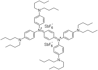 structure of CAS# 5496-71-9, N3,N3,N6,N6-Tetrakis[4-(dibutylamino)phenyl]-1,4-cyclohexadiene-3,6-diaminium  hexafluoroantimonate (1:2)