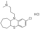 2-氯-6,7,8,9,10,10a-六氢-N,N-二甲基-苯并[b]环庚三烯并[e][1,4]噻嗪-11(5aH)-丙胺单盐酸盐分子结构 (CAS 54969-07-2)