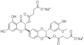 CAS # 55254-34-7, Silybin dihemisuccinate disodium salt, SIHS-Na, Silibinin A disodium dihemisuccinate, Silybin dihemisuccinate disodium, Silybin dihemisuccinate disodium salt