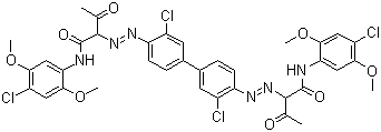 CAS # 5567-15-7, Pigment Yellow 83, 2,2'-[(3,3'-Dichloro[1,1'-biphenyl]-4,4'-diyl)bis(azo)]bis[N-(4-chloro-2,5-dimethoxyphenyl)-3-oxobutyramide], C.I. 21108, Permanent Yellow HR