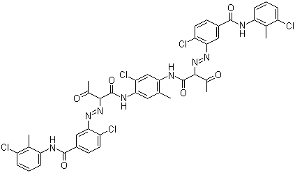 CAS # 5580-57-4, Pigment Yellow 93, 3,3'-[(2-Chloro-5-methyl-1,4-phenylene)bis[imino(1-acetyl-2-oxoethylene)azo]]bis[4-chloro-N-(3-chloro-2-methylphenyl)benzamide]