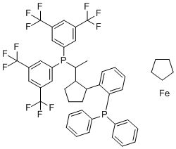 (R)-1-[(R)-1-[Bis[3,5-bis(trifluoromethyl)phenyl]phosphino]ethyl]-2-[2-(diphenylphosphino)phenyl]ferrocene molecular structure (CAS 565184-33-0)