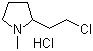 structure of CAS# 56824-22-7, 2-(2-Chloroethyl)-N-methyl-pyrrolidine hydrochloride