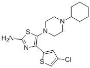 structure of CAS# 570407-42-0, 4-(4-Chlorothiophen-2-yl)-5-(4-cyclohexylpiperazin-1-yl)thiazol-2-amine