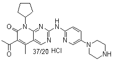 CAS # 571189-11-2, 6-Acetyl-8-cyclopentyl-5-methyl-2-[[5-(1-piperazinyl)-2-pyridinyl]amino]pyrido[2,3-d]pyrimidin-7(8H)-one hydrochloride