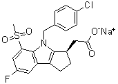 CAS # 572874-50-1, (3R)-4-[(4-Chlorophenyl)methyl]-7-fluoro-1,2,3,4-tetrahydro-5-(methylsulfonyl)cyclopent[b]indole-3-acetic acid sodium salt