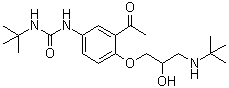CAS # 57471-01-9, N-[3-Acetyl-4-[3-[(1,1-dimethylethyl)amino]-2-hydroxypropoxy]phenyl]-N'-(1,1-dimethylethyl)urea, N 111