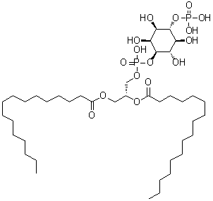 (R)-D-myo-肌醇 1-[2,3-二[(1-氧代十六烷基)氧基]丙基氢磷酸酯] 4-(磷酸二氢酯)分子结构 (CAS 57606-15-2)
