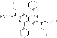 CAS # 58-32-2, Dypyridamole, 2,6-Bis(diethanolamino)-4,8-dipiperidinopyrimido-[5,4-d]pyrimidin, Dipridacot, Dipyridamol, Persantin