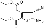 structure of CAS# 58168-20-0, Ethyl 5-amino-4-cyano-3-(2-ethoxy-2-oxoethyl)thiophene-2-carboxylate
