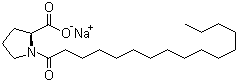 structure of CAS# 58725-33-0, Sodium 1-palmitoyl-L-prolinate