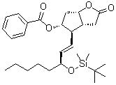 structure of CAS# 587869-81-6, (3aR,4R,5R,6aS)-5-(Benzoyloxy)-4-[(1E,3S)-3-[[(1,1-dimethylethyl)dimethylsilyl]oxy]-1-octen-1-yl]hexahydro-2H-cyclopenta[b]furan-2-one