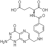 CAS # 59-30-3, Folic acid, N-4-[(2-Amido-4-oxo-1,4-dihydro-6-terene)methylamino]benzoyl-L-glutamic acid, Vitamin B, Vitamin B11, Vitamin BC, Vitamin M, L-Pteroylglutamic acid, PGA