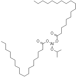 CAS # 5919-73-3, Isopropoxyaluminum distearate, Aluminum isopropylate distearate, DH-ST, DL 411, Distearoyl isopropoxy aluminate, R 201, R 201 (coupling agent), SG-A 1821, Isopropoxybis(stearoyloxy)aluminum