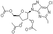 2-碘-6-氯-9-(2',3',5'-三-O-乙酰基-beta-D-呋喃核糖基)嘌呤分子结构 (CAS 5987-76-8)