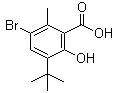 CAS 登录号：59889-29-1, 5-溴-3-叔丁基-6-甲基-2-羟基苯甲酸