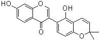 CAS # 60008-02-8, Eurycarpin B, 7-Hydroxy-3-(5-hydroxy-2,2-dimethyl-2H-1-benzopyran-6-yl)-4H-1-benzopyran-4-one, Glabrone
