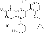 structure of CAS# 600734-06-3, 7-[2-(Cyclopropylmethoxy)-6-hydroxyphenyl]-1,4-dihydro-5-[(3S)-3-piperidinyl]-2H-pyrido[2,3-d][1,3]oxazin-2-one hydrochloride