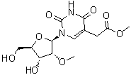 structure of CAS# 60197-31-1, 1,2,3,4-Tetrahydro-1-(2-O-methyl-beta-D-ribofuranosyl)-2,4-dioxo-5-pyrimidineacetic acid methyl ester