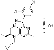 (7S)-6-(Cyclopropylmethyl)-2-(2,4-dichlorophenyl)-7-ethyl-7,8-dihydro-4-methyl-6H-1,3,6,8a-tetraazaacenaphthylene methanesulfonate (1:1) molecular structure (CAS 603151-83-3)