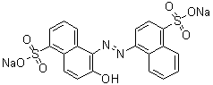 CAS 登录号：6039-95-8, 1-(4-磺基-1-萘基偶氮)-2-萘酚-5-磺酸二钠盐