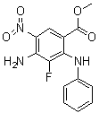 structure of CAS# 606093-58-7, 4-Amino-3-fluoro-5-nitro-2-phenylaminobenzoic acid methyl ester