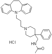 CAS 登录号：6076-60-4, N-[[1-[3-(10,11-二氢-5H-二苯并[b,f]氮杂卓-5-基)丙基]-4-苯基-4-哌啶基]甲基]乙酰胺单盐酸盐