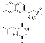 CAS # 608141-43-1, (S)-1-(3-Ethoxy-4-methoxyphenyl)-2-(methylsulfonyl)ethylamine N-acetyl-L-leucine salt, N-Acetyl-L-leucine compound with (alphaS)-3-ethoxy-4-methoxy-alpha-[(methylsulfonyl)methyl]benzenemethanamine