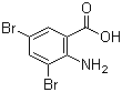 2-氨基-3,5-二溴苯甲酸分子结构 (CAS 609-85-8)