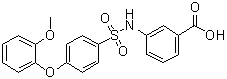 structure of CAS# 612044-42-5, 3-[[[4-(2-Methoxyphenoxy)phenyl]sulfonyl]amino]benzoic acid