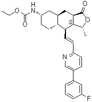 [(1R,3aR,4aR,6S,8aR,9S,9aS)-9-[(1E)-2-[5-(3-氟苯基)-2-吡啶基]乙烯基]十二氢-1-甲基-3-氧代萘并[2,3-c]呋喃-6-基]氨基甲酸乙酯分子结构 (CAS 618385-10-7)